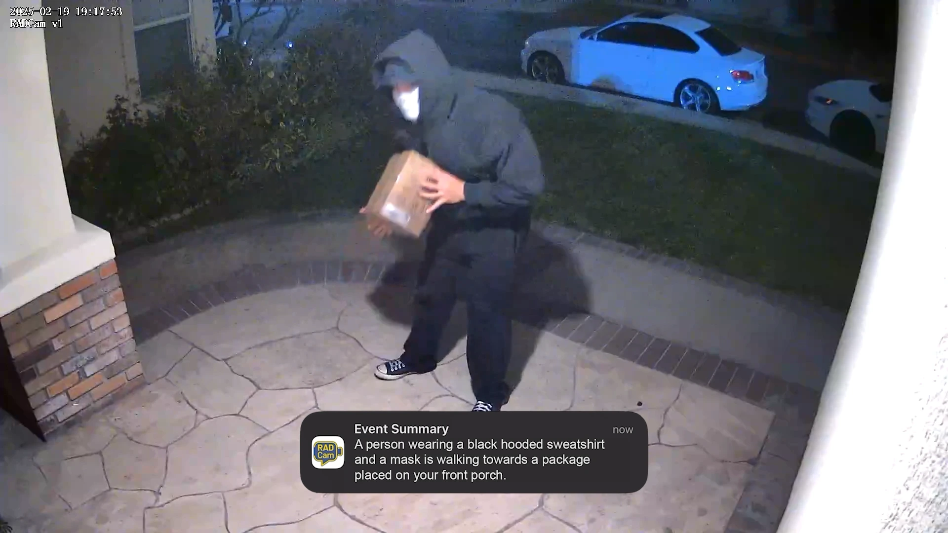 RADCam detecting porch pirate
